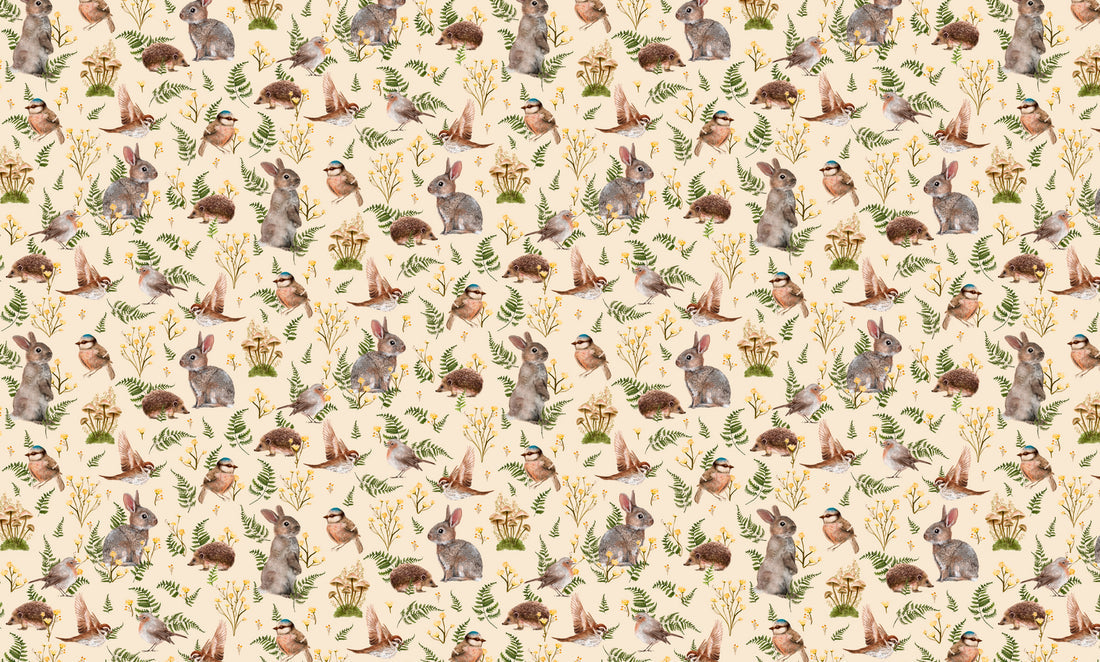 Summer Gray Birds & Bunnies Wallpaper  - Hola BB